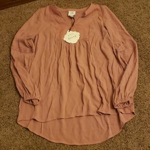 Boho mauve flowy top long sleeve